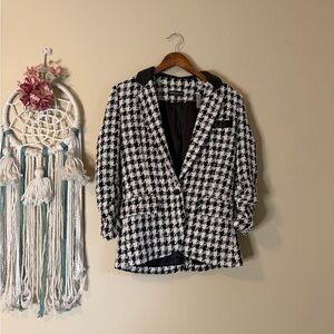 Generation Love Jameson Houndstooth Blazer Jacket Black White Size XS